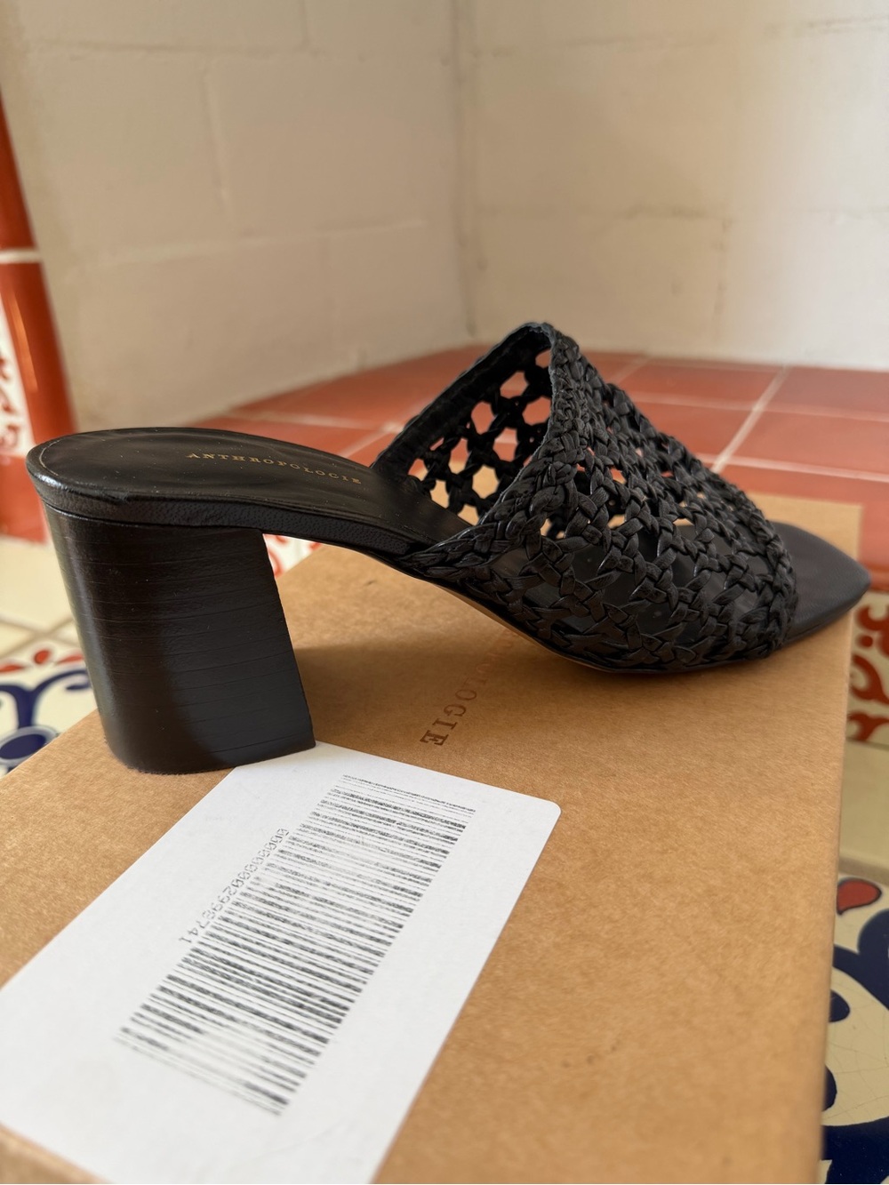 Anthropologie Woven Block Heel Mule Sandals - Picture 5 of 7